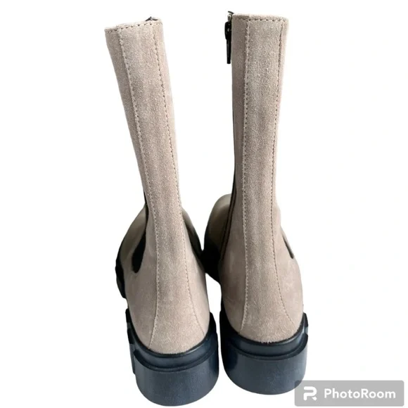 Free People 🆕 Brooks Chelsea Gray/Tan Suede Lug Sole Boots Size 37/7 - Picture 5 of 12